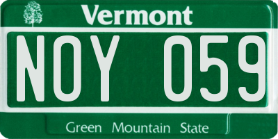 VT license plate NOY059