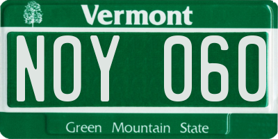 VT license plate NOY060