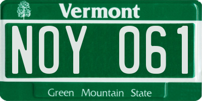 VT license plate NOY061