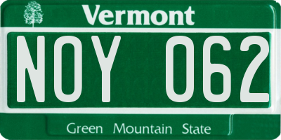 VT license plate NOY062