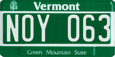 VT license plate NOY063