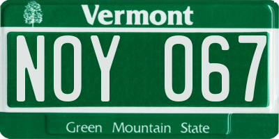 VT license plate NOY067