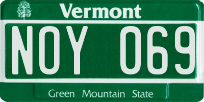 VT license plate NOY069