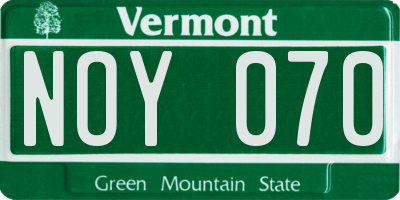 VT license plate NOY070