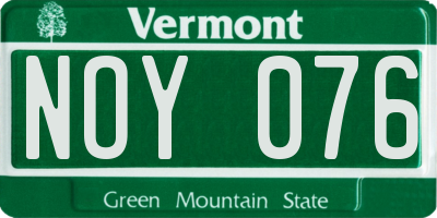 VT license plate NOY076