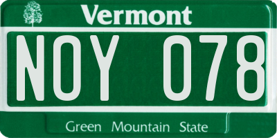 VT license plate NOY078
