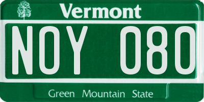 VT license plate NOY080