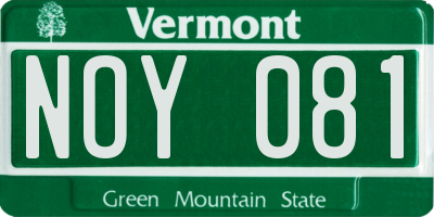 VT license plate NOY081