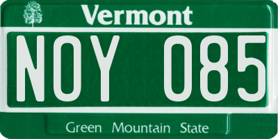VT license plate NOY085