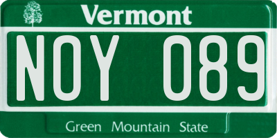VT license plate NOY089
