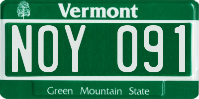 VT license plate NOY091