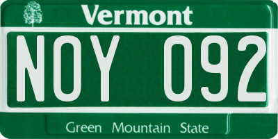 VT license plate NOY092