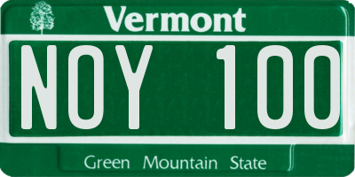 VT license plate NOY100