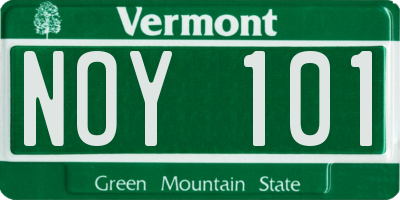 VT license plate NOY101