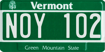 VT license plate NOY102