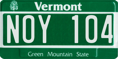 VT license plate NOY104