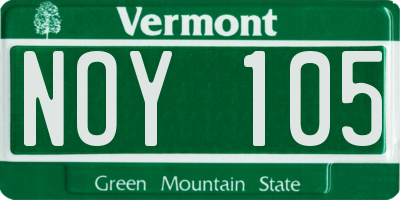 VT license plate NOY105