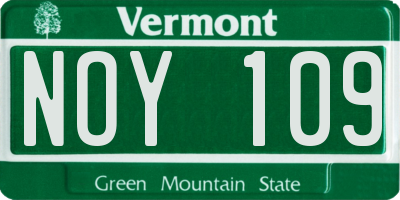 VT license plate NOY109