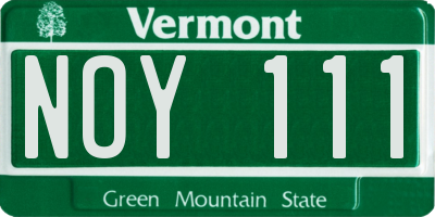 VT license plate NOY111