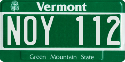 VT license plate NOY112