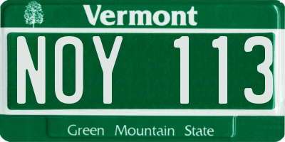 VT license plate NOY113