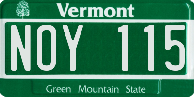 VT license plate NOY115