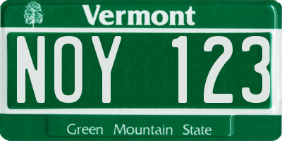VT license plate NOY123