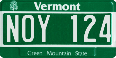 VT license plate NOY124