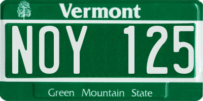 VT license plate NOY125