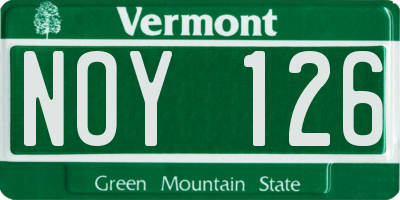 VT license plate NOY126