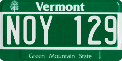 VT license plate NOY129