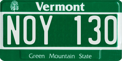 VT license plate NOY130