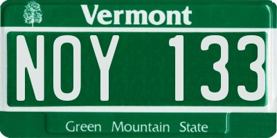 VT license plate NOY133