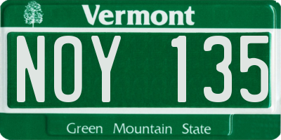 VT license plate NOY135