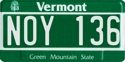 VT license plate NOY136