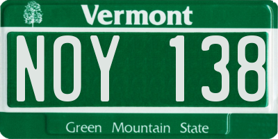 VT license plate NOY138