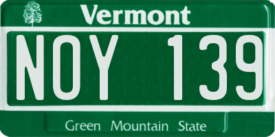 VT license plate NOY139