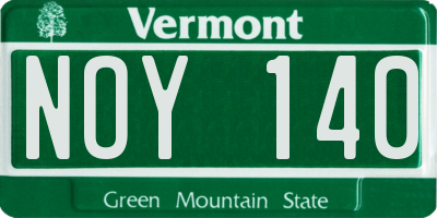 VT license plate NOY140