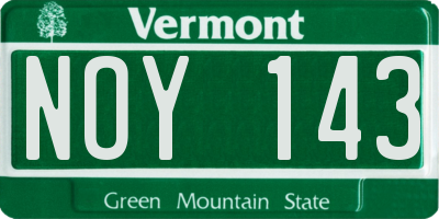 VT license plate NOY143