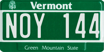 VT license plate NOY144