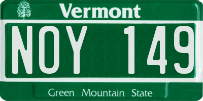 VT license plate NOY149