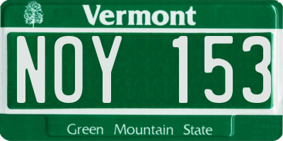 VT license plate NOY153