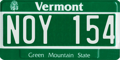 VT license plate NOY154