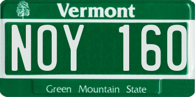 VT license plate NOY160