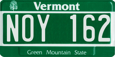 VT license plate NOY162