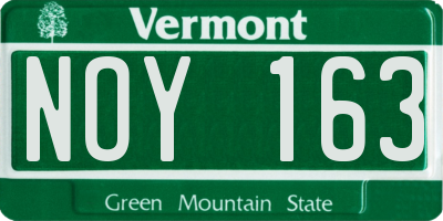 VT license plate NOY163