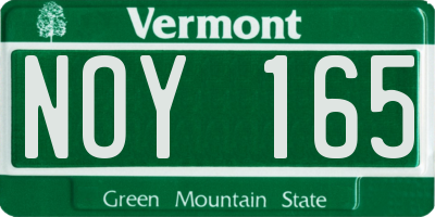 VT license plate NOY165