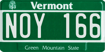 VT license plate NOY166