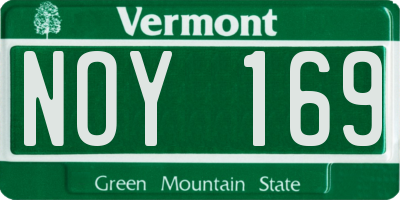 VT license plate NOY169