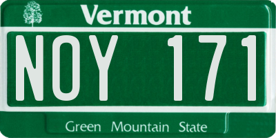 VT license plate NOY171